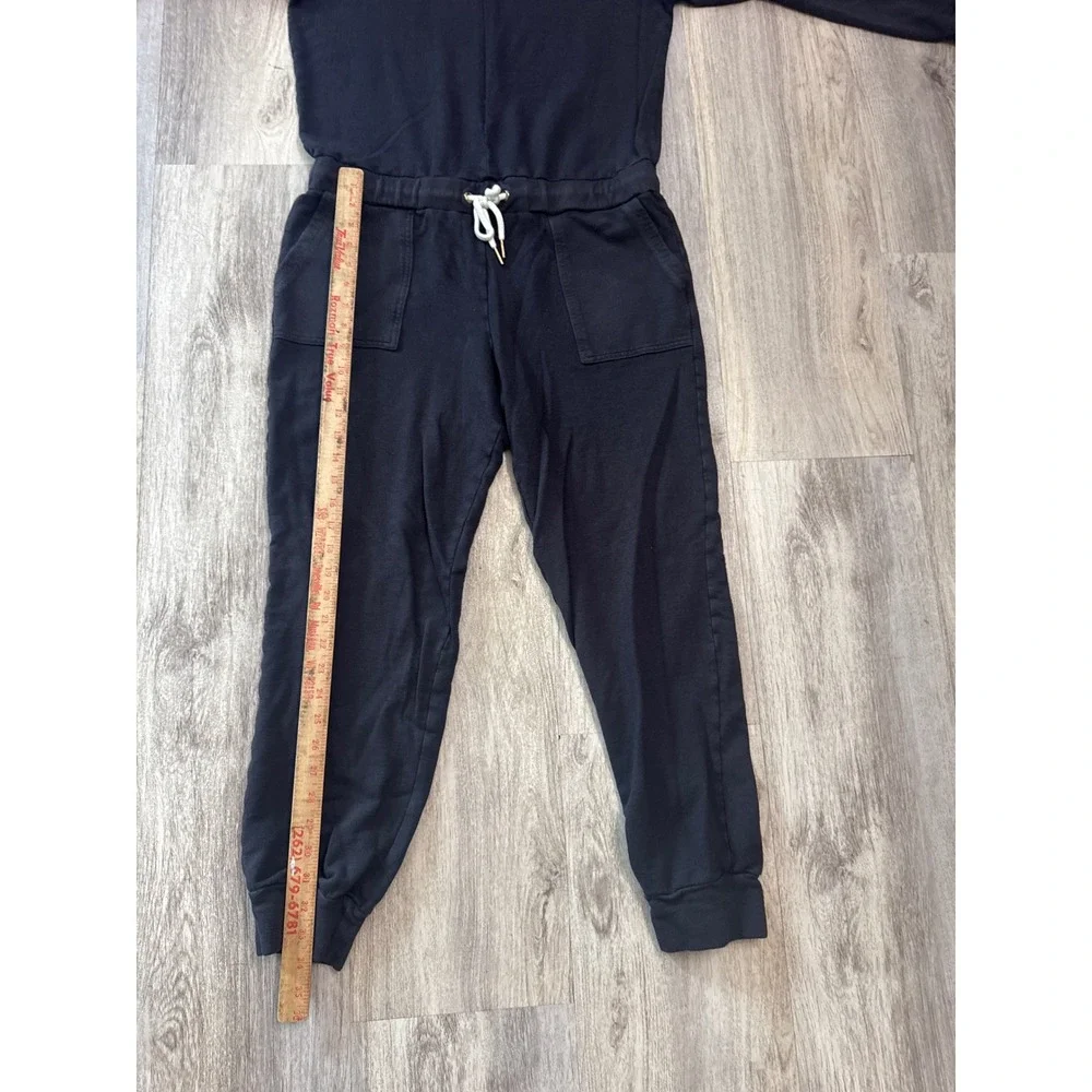 Monrow Supersoft Fleece Hooded Jumpsuit  Womens XL Charcoal Black Zip Up